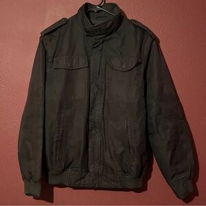 Claiborne Mens Small Black Long Sleeve Full Zip Bomber Jacket Coat